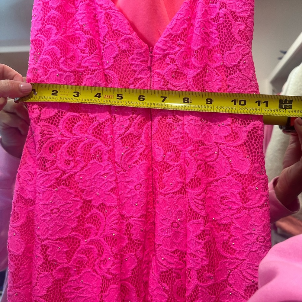La Femme Prom Dress -size 00 (hot pink with coral lining) - Picture 6 of 7